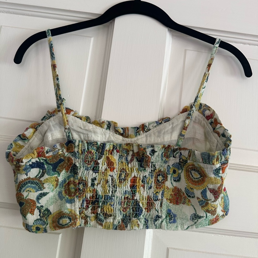 Anthropologie Floral Ruffled Crop Camisole - Picture 2 of 3